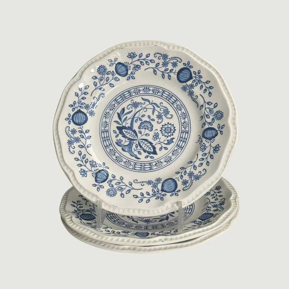Three Kensington‎ Blue Onion English Ironstone Bread Plates